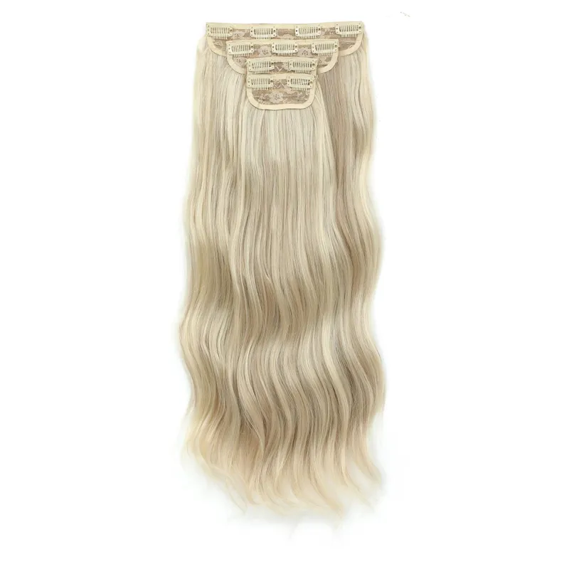 22Inches Clips IN Body Wave Bundles Ombre Brown 6# 220Grams Grey Bio Synthetic Wavy Piano Blond P27/613 4Pcs/Lot Hair Extension