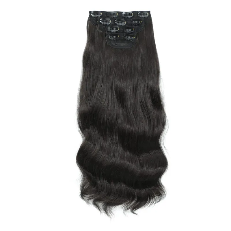 22Inches Clips IN Body Wave Bundles Ombre Brown 6# 220Grams Grey Bio Synthetic Wavy Piano Blond P27/613 4Pcs/Lot Hair Extension