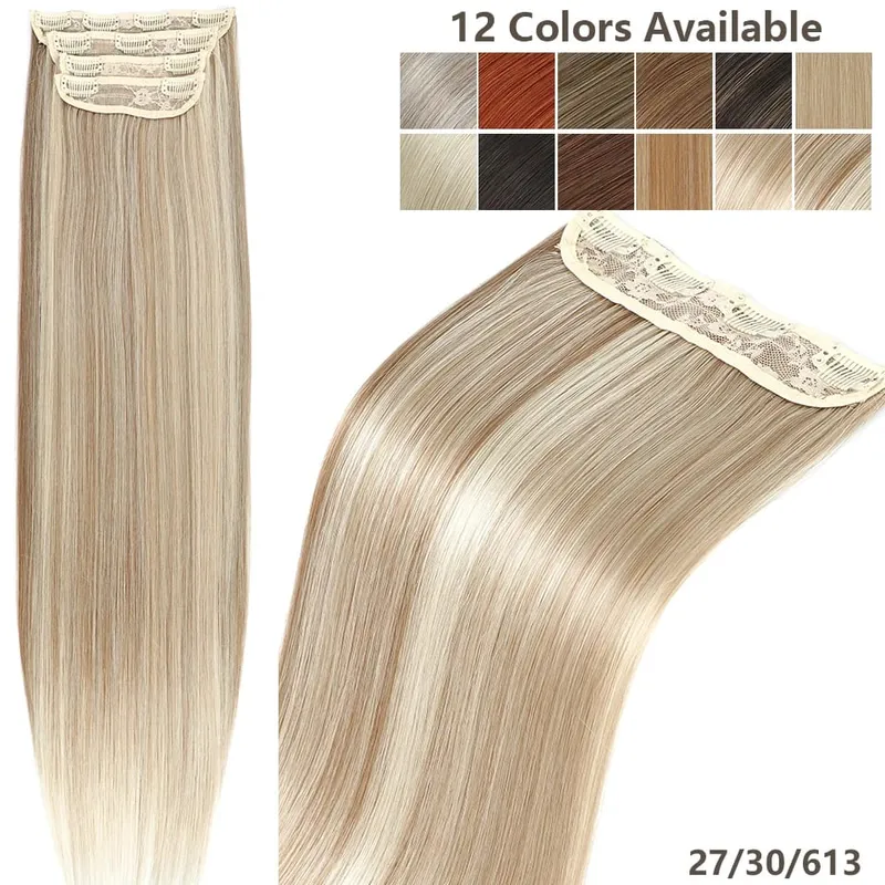 Magicae 24Inch 200G Straight Clip in Hair Extensions Blond 27/613 Ombre Brown 4Pcs/Pack Natural Bio Human-Like High Temperature