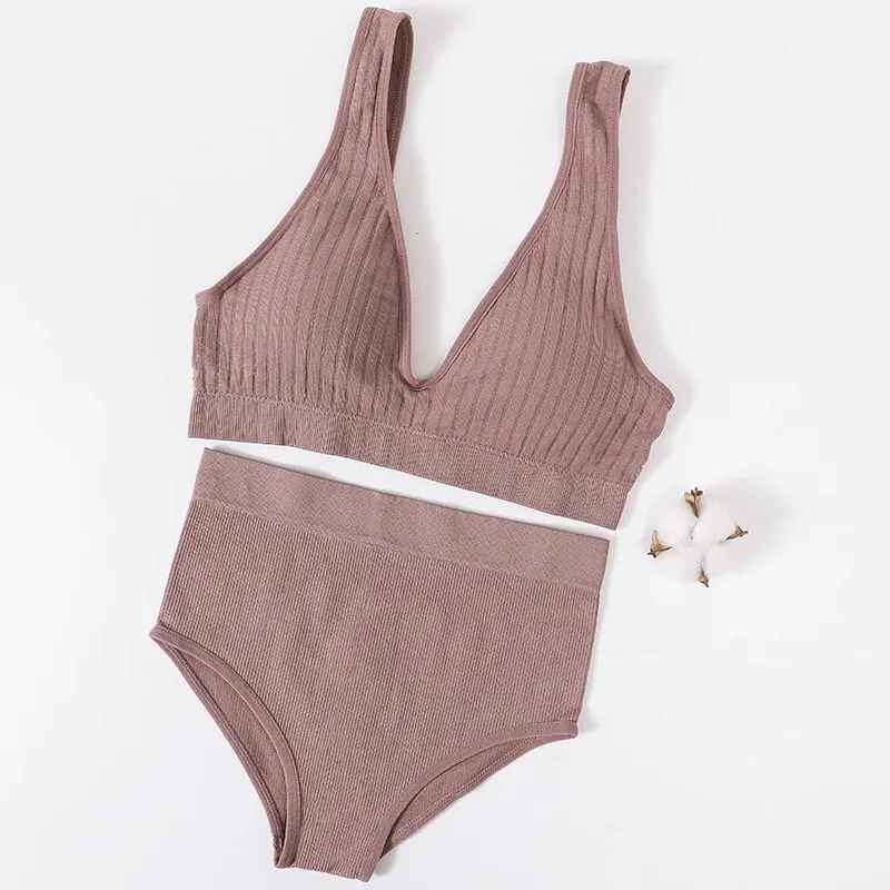 여성 브래지어 간략한 세트 깊은 V 늑골이있는 브래지어 원활한 Bralette 스포츠 자르기 가기 피트니스 속옷 여성 섹시한 란제리 패션 브래지어