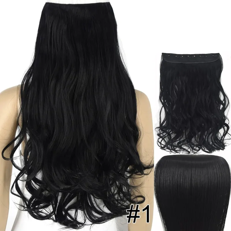 Synthetic Hair Fiber Heat Resistant 120gr Wavy 5 clips clip in Hair Extensions 5002