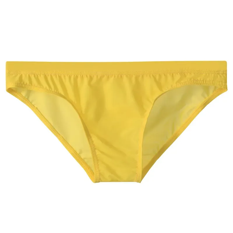 Summer Ice Silk Man Solid Transparent Low Waist Underwear Seamless Breathable Soft Tight Thin Fashion Yong Male U Convex Breifs