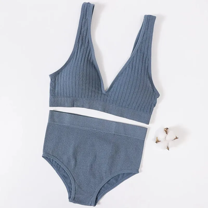 여성 브래지어 간략한 세트 깊은 V 늑골이있는 브래지어 원활한 Bralette 스포츠 자르기 가기 피트니스 속옷 여성 섹시한 란제리 패션 브래지어
