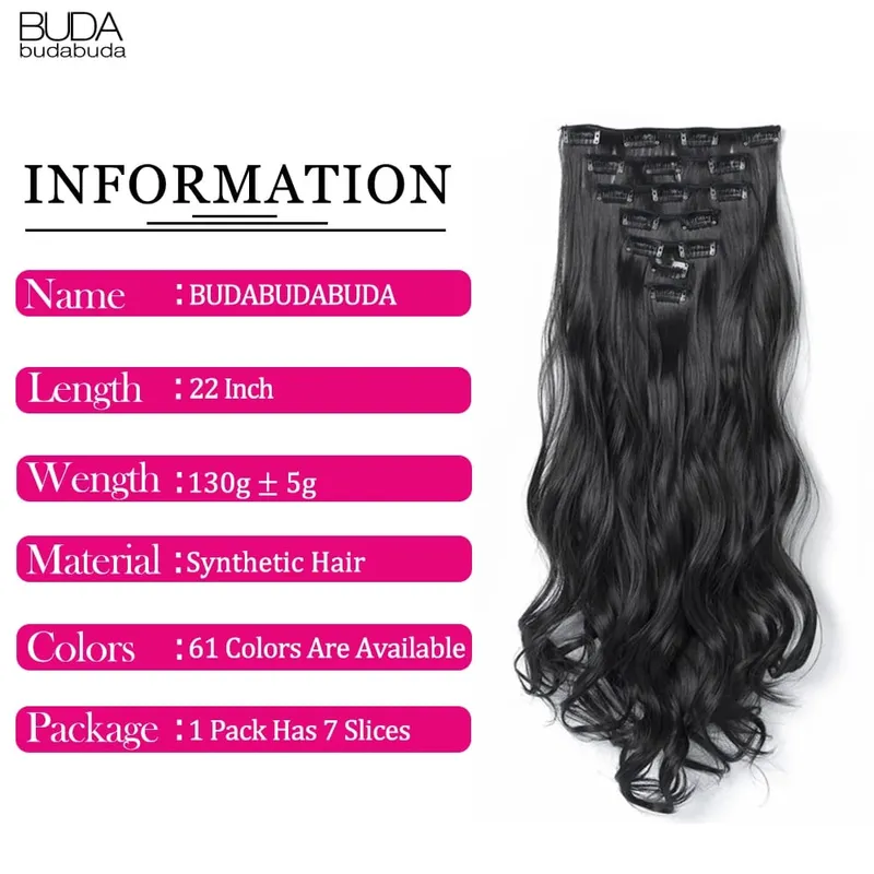 22Inch Curly 16 Clips in Hair Extension Ombre Blue Gray Synthetic Fake Hairpieces Highlight Heat Resistent Fiber For White Women
