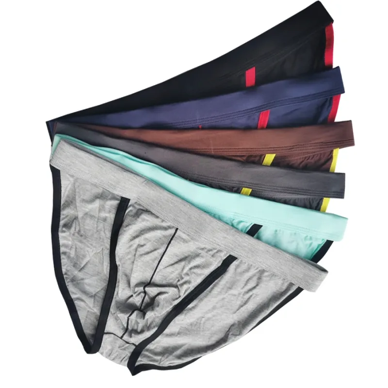 4pcs Male Underwear Bulges Knickers Triangular Underwear EU Man Solid Underpants Plus Size Modal Cotton Slip Male Panties 1802