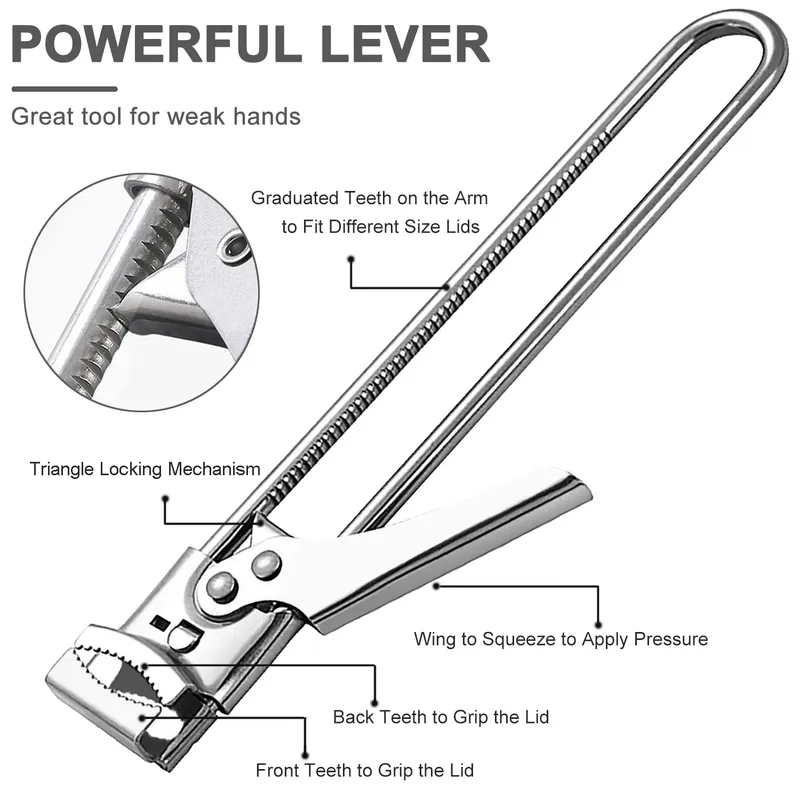 Adjustable Multi-Function Jar Opener Stainless Steel Professional Manual Jar Bottle Opener Glass Lid Remover Kitchen Accessories