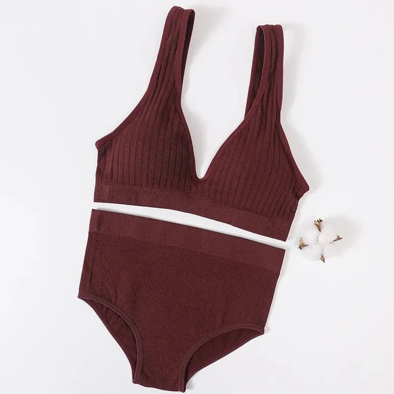 여성 브래지어 간략한 세트 깊은 V 늑골이있는 브래지어 원활한 Bralette 스포츠 자르기 가기 피트니스 속옷 여성 섹시한 란제리 패션 브래지어