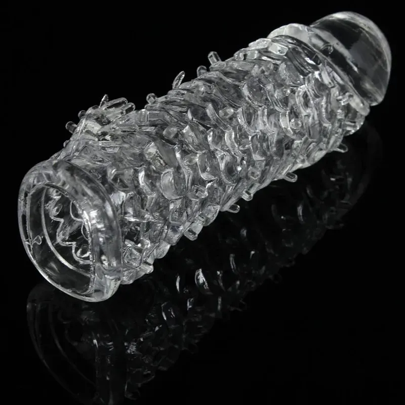 Fish Scales Shape Delay Penis Extender Reusable Sleeve For Men Clit MASSAGE GSpot Squirt Dildo Extension Sex Products Cock Rings