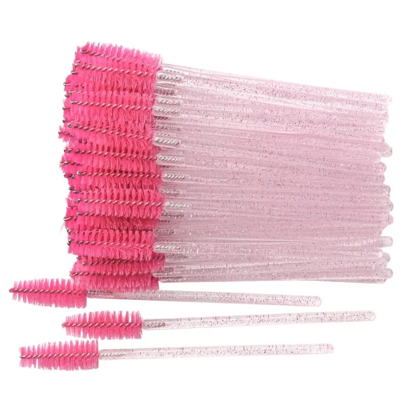 50pcs Shiny Disposable Eyelash Brush Applicator Wands Curler Mascara Eyebrow Makeup Tools Spoolers Comb Wands Spoolies Brushes