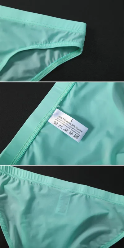 Summer Ice Silk Man Solid Transparent Low Waist Underwear Seamless Breathable Soft Tight Thin Fashion Yong Male U Convex Breifs