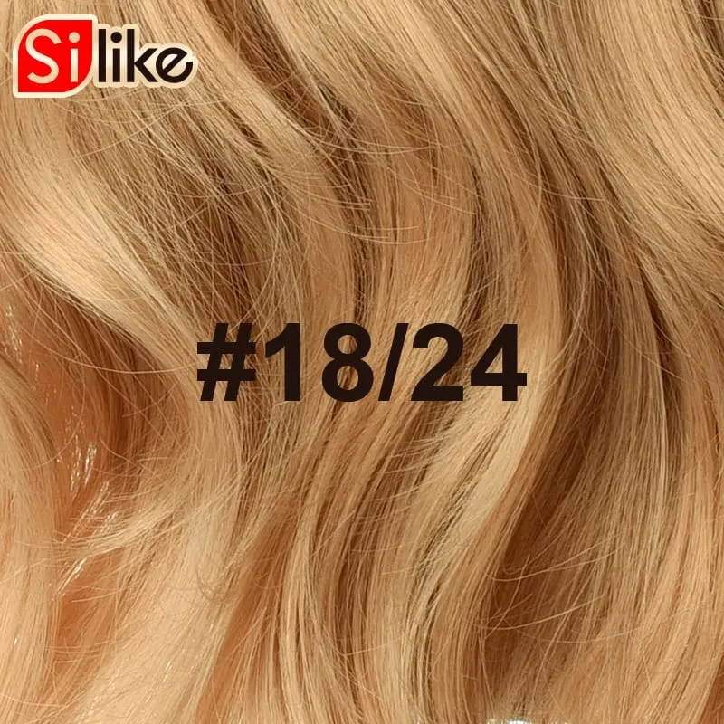 Silike 180g Fish Line Synthetic Wavy Clips in One Piece Hair Extensions 24 inch 17 Colors Heat Resistant Hair Extension