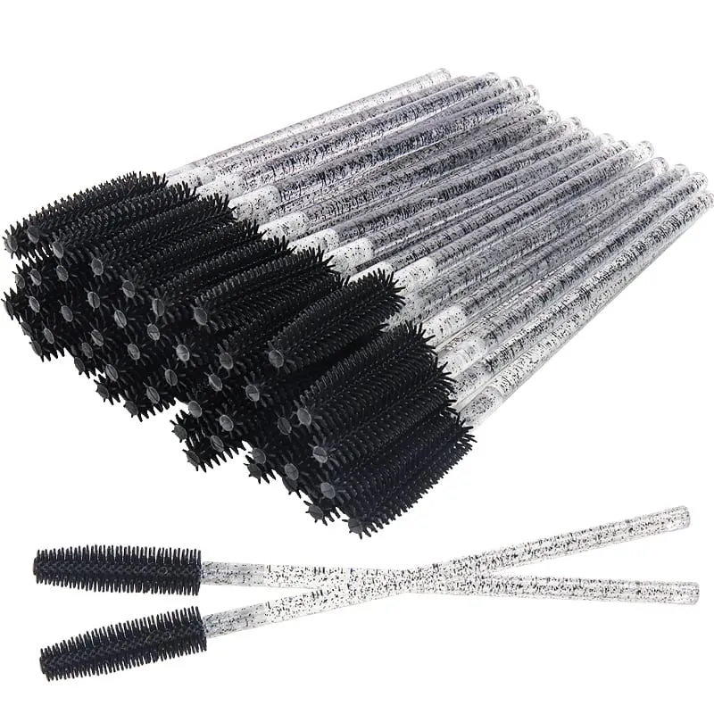 50 pcs Silicone Crystal Mascara Wands Applicator Disposable Diamond Eyelash Brushes Comb For Women Beauty Makeup Brush Tools
