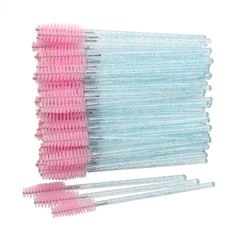 50pcs Shiny Disposable Eyelash Brush Applicator Wands Curler Mascara Eyebrow Makeup Tools Spoolers Comb Wands Spoolies Brushes