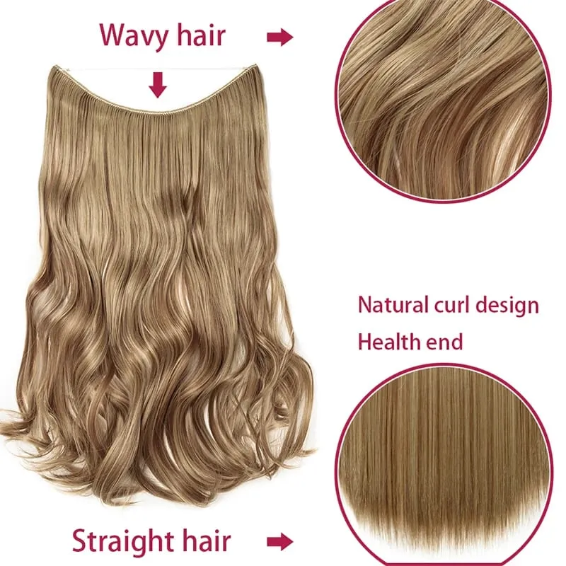 Synthetic Invisible Wire No Clips In Hair Extensions Secret Fish Line Hairpieces Hair Extensions Fake Hair For Women
