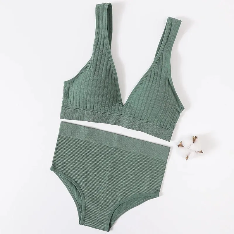 여성 브래지어 간략한 세트 깊은 V 늑골이있는 브래지어 원활한 Bralette 스포츠 자르기 가기 피트니스 속옷 여성 섹시한 란제리 패션 브래지어