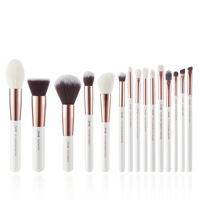 Jessup Makeup Brushes Set 15pcs Professional Makeup Brush Powder Eyeshadow Liner Foundation Blush Blending Zinfandel/Golden