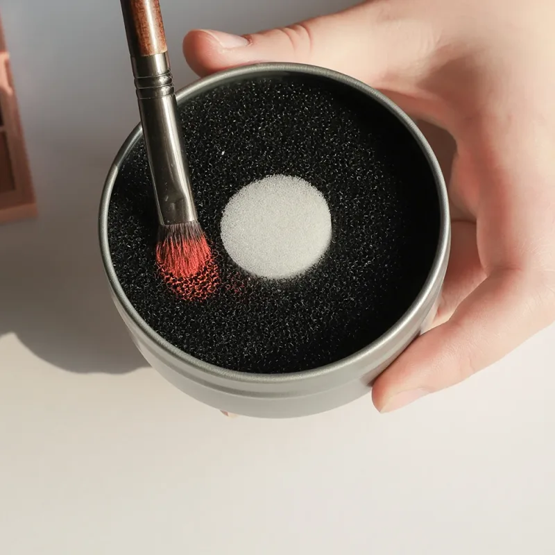 OVW Makeup Brush Dry Cleaner Box Double Use Eye Shadow Brushes Color Remover Sponge Brush Washing Scrubber Clean Kit