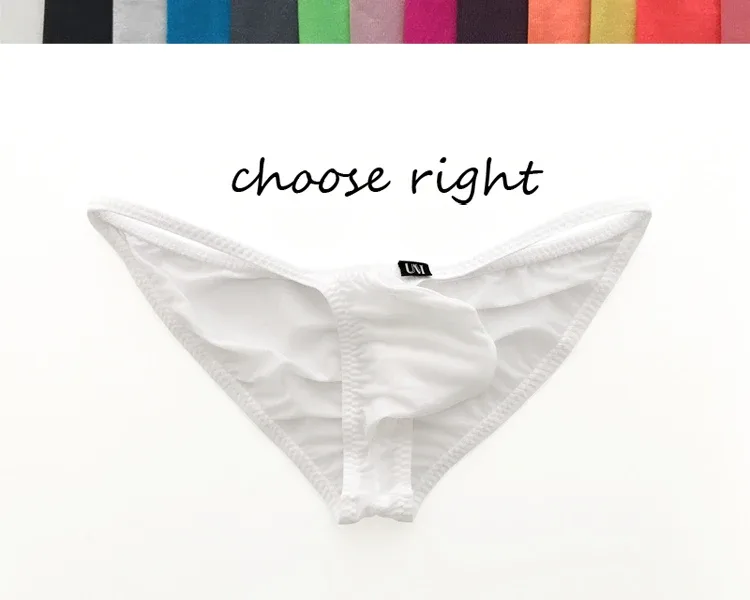 Men's Ultra Low Waist G-String Buttock Briefs Thin Ice Silk Translucent Sexy Underwear Breathable Lightweight Low Rise