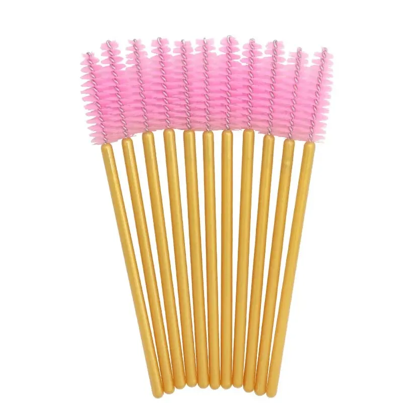 50pcs Shiny Disposable Eyelash Brush Applicator Wands Curler Mascara Eyebrow Makeup Tools Spoolers Comb Wands Spoolies Brushes