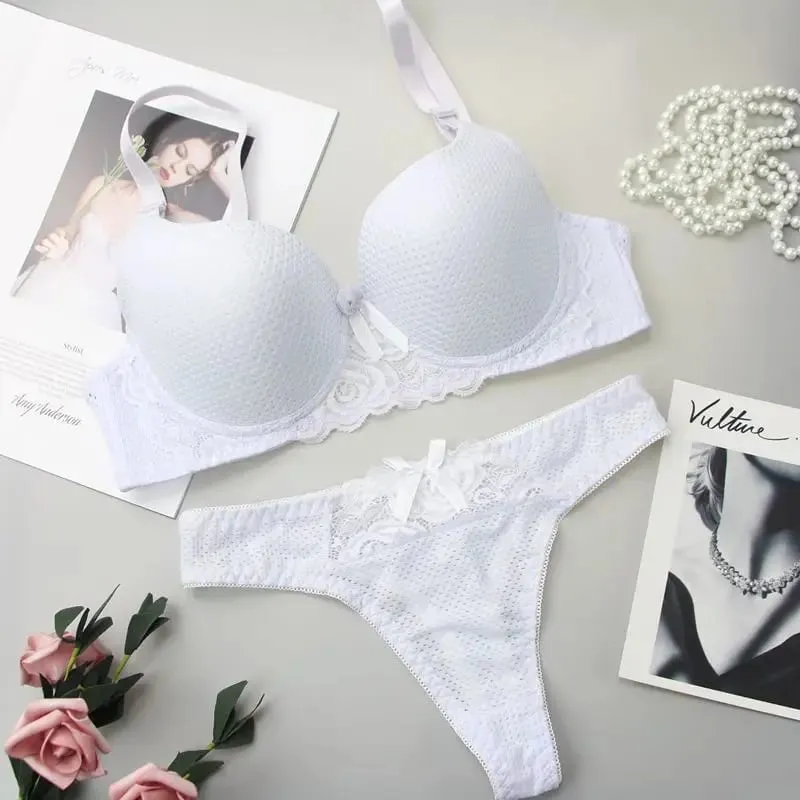Sujetador de 6 colores, lencería de encaje Sexy, Top corto cómodo, ropa interior femenina, conjuntos de sujetadores con aros, aumento
