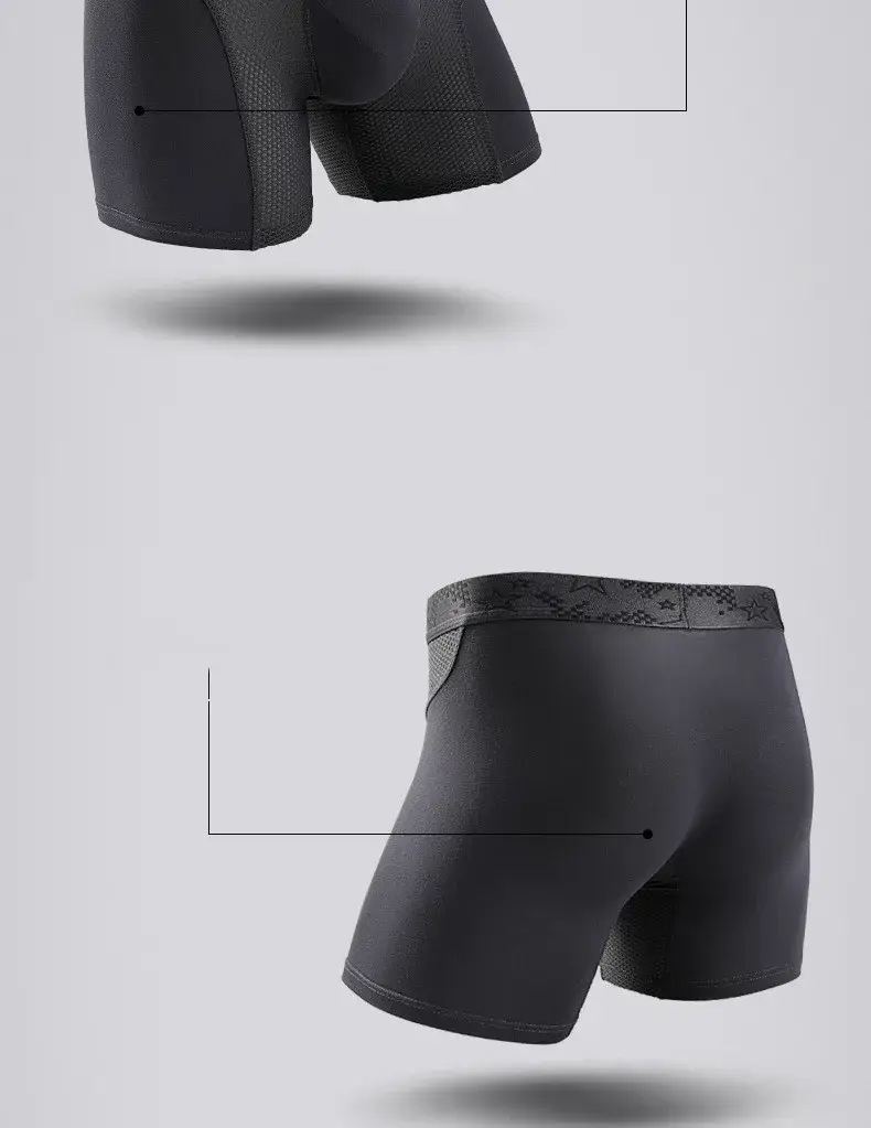 Mens Underwear Modal Boxers Shorts Hombre Solid Mesh Breathable Pouch Panties Man Long Leg Underpants Cueca Calzoncillos XL-6XL