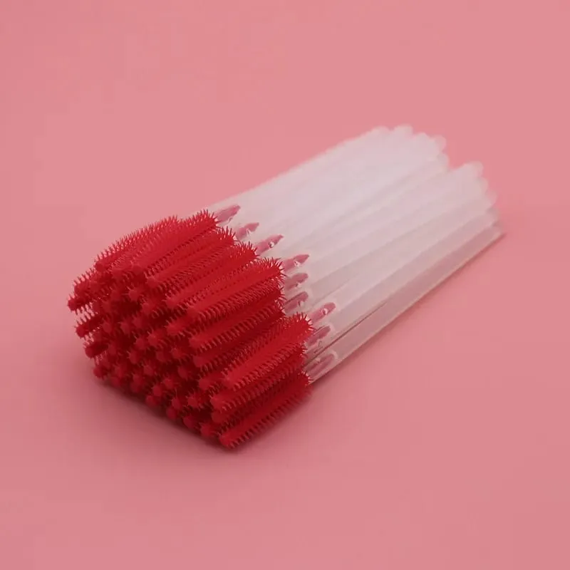Hot 50 Pcs Disposable Silicone Eyelashes Brushes Transparent Rod Mascara Stick Eye Lash Brush Eyelash Extension Makeup Tools