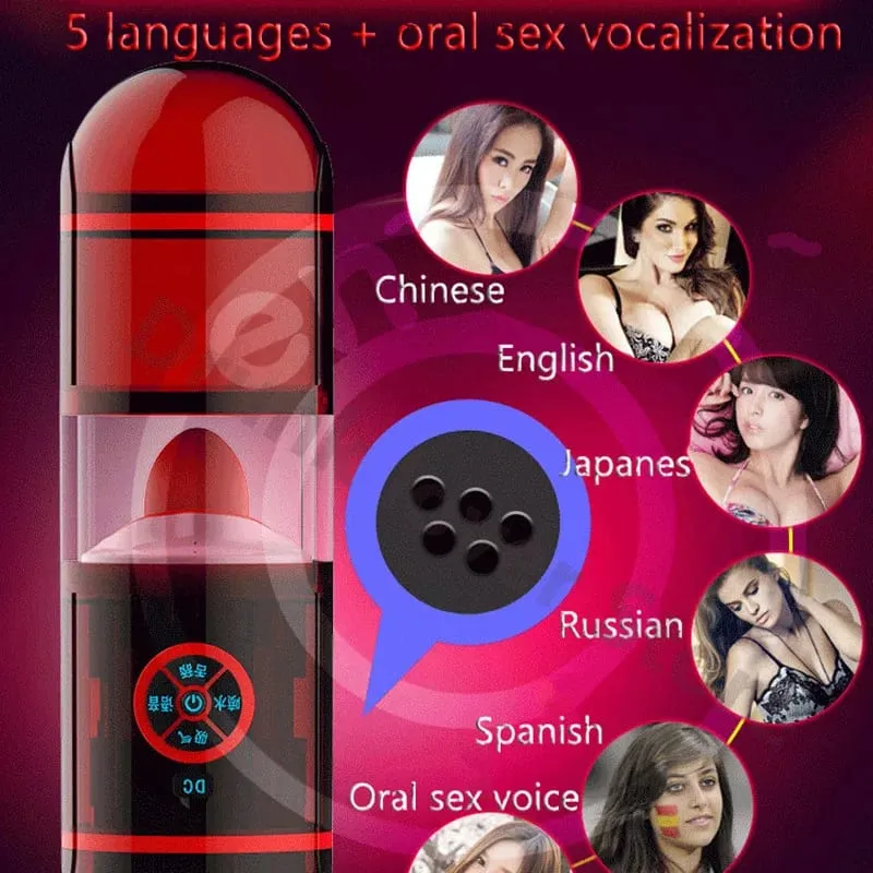 6 ngôn ngữ Giọng Nói BF/Âm Đạo Nam Masturbator Cốc Lưỡi Tự Động Liếm Dương Vật Túi Âm Hộ Sâu Họng Quan Hệ Tình Dục Bằng Miệng Đồ Chơi Người Đàn Ông