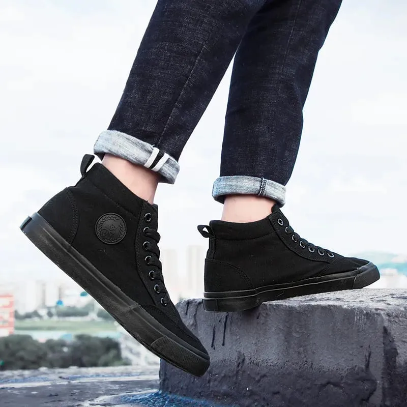 Classic Men Canvas Shoes Spring Autumn Fashion Solid Color Men Vulcanized Shoes Lace-up White Casual Shoes Men Sneakers — image 2
