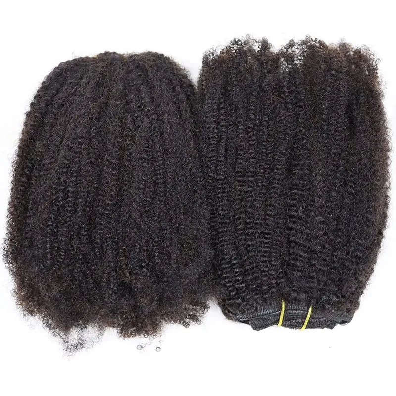 4C Clips Virgin Remy Human Hair Extensions Tight Small Afro Kinky Curly Clip In Hair Extensions African Black Women