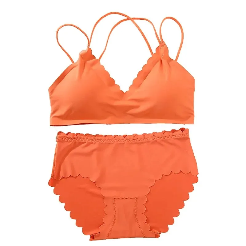 Women Seamless Bra And Panties Set Wire Free Bra Top Push Up Bralette Briefs Japanese Underwear Set Female Sexy Lingerie