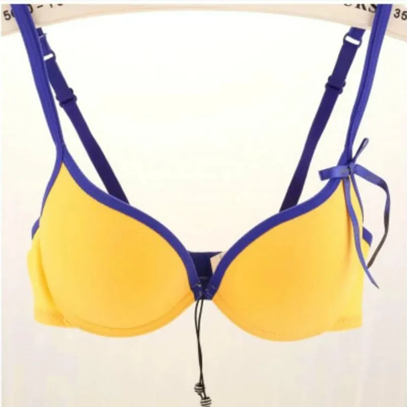 Front Closure Push Up Bra Panty Set Women Solid Color Red Rose Red Yellow Lingerie Suit Valentine Wedding Daily Female Underwear