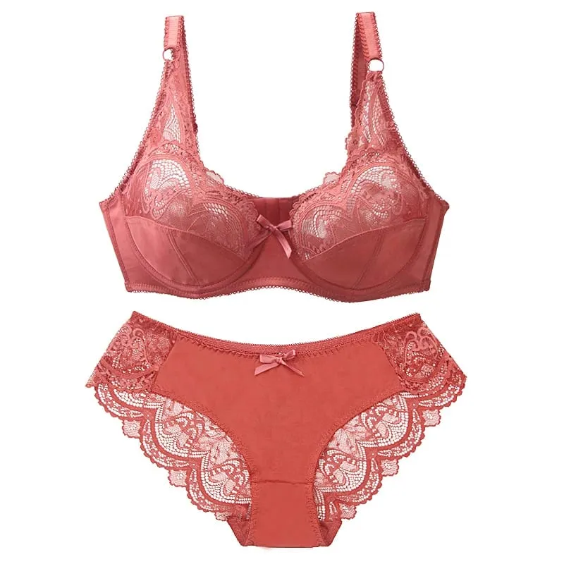 2021 New Sexy Ultra-ThinThick Plus Size Female Seamless Lingerie Push Lace Bra Sets For Womens Underwear