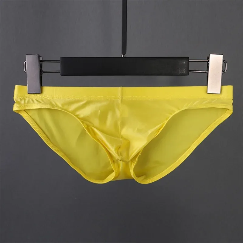 Men's Ice Silk Panties Sexy Underwear Man Briefs Ultra Thin Translucent Penis Pouch Low Waist Underpants Lingerie
