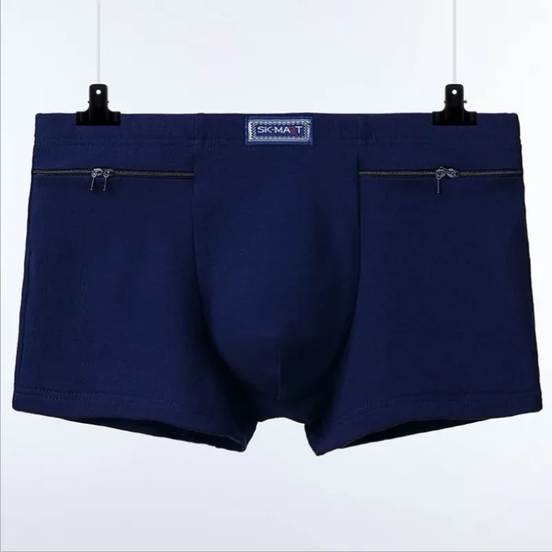 Double zipper Men's Anti-Theft Boxer Shorts with Zipper Pocket, Bottom Pants, Underwear, High Quality, modal — image 3