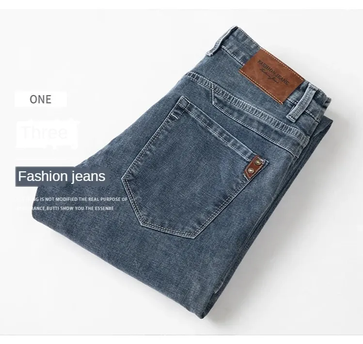 Autumn Summer Denim Jeans Men Straight Stretch Regular Jeans for Man Black Classic Vintage Mens Pant Big Size 29-38 40