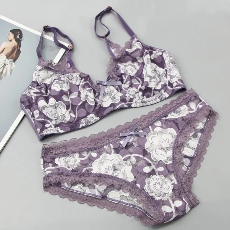 34/75 36/80 38/85 40/90 42/95 ABCDE Cup Conjuntos de sutiã oco rendas sexy mulheres ultrafinas lingerie feminina