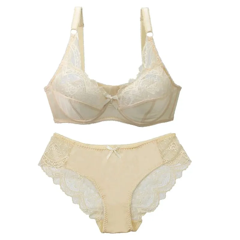 2021 New Sexy Ultra-ThinThick Plus Size Female Seamless Lingerie Push Lace Bra Sets For Womens Underwear