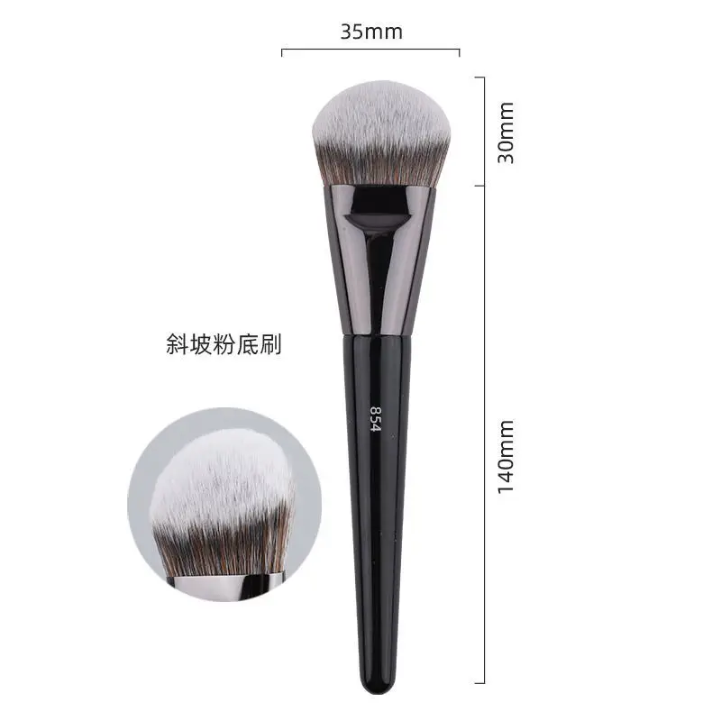 1 件 #854 斜角粉底化妝刷 底妝刷 斜面液體黑色化妝工具 美容筆化妝工具