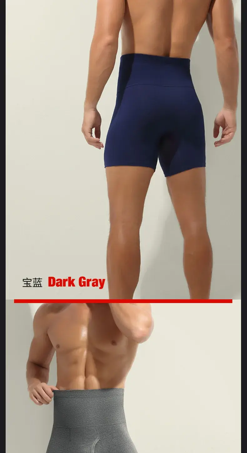 Men Underwear Cotton Boxers Shorts Tummy Control High Waist Panties Man Solid Breathable Pouch Underpants Male Cueca Calzoncillo — image 5