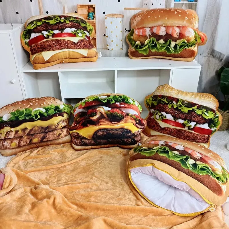 Lifelike Plush Hamburger Pillow Toy Simu