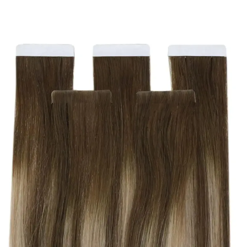 Full Shine Invisible Seamless Injection Tape in Human Hair Extensions Brown Color Virgin Real Tape Hair Extensions Long Lasting