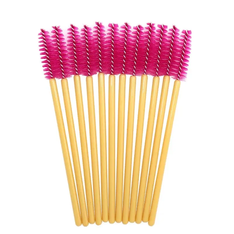 50pcs Shiny Disposable Eyelash Brush Applicator Wands Curler Mascara Eyebrow Makeup Tools Spoolers Comb Wands Spoolies Brushes