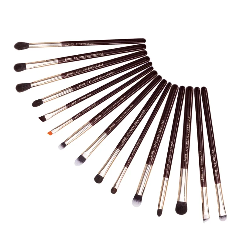 Jessup Makeup Brushes Set 15pcs Eye Make up Brush Eyeshadow Eyebrow Liner Blending Concealer Cosmetic Tool Kits Goat Hair Brush