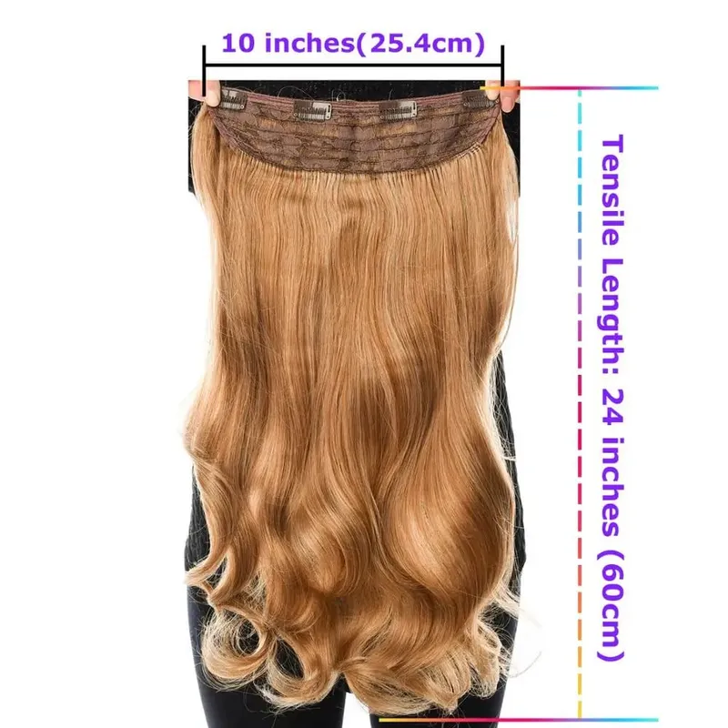 Silike 180g Fish Line Synthetic Wavy Clips in One Piece Hair Extensions 24 inch 17 Colors Heat Resistant Hair Extension — image 4