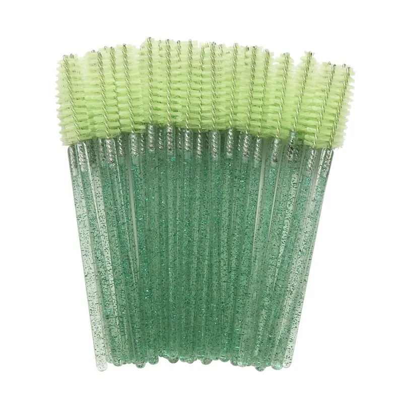 50pcs Shiny Disposable Eyelash Brush Applicator Wands Curler Mascara Eyebrow Makeup Tools Spoolers Comb Wands Spoolies Brushes