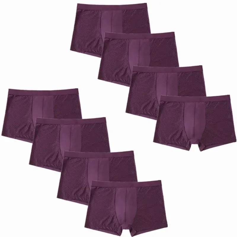 8 pcs/Lot sous-vêtements Boxer shorts hommes caleçons hommes maille été homme sexy pochette chaude culottes grandes tailles 5xl 6xl 7xl 8xl troncs