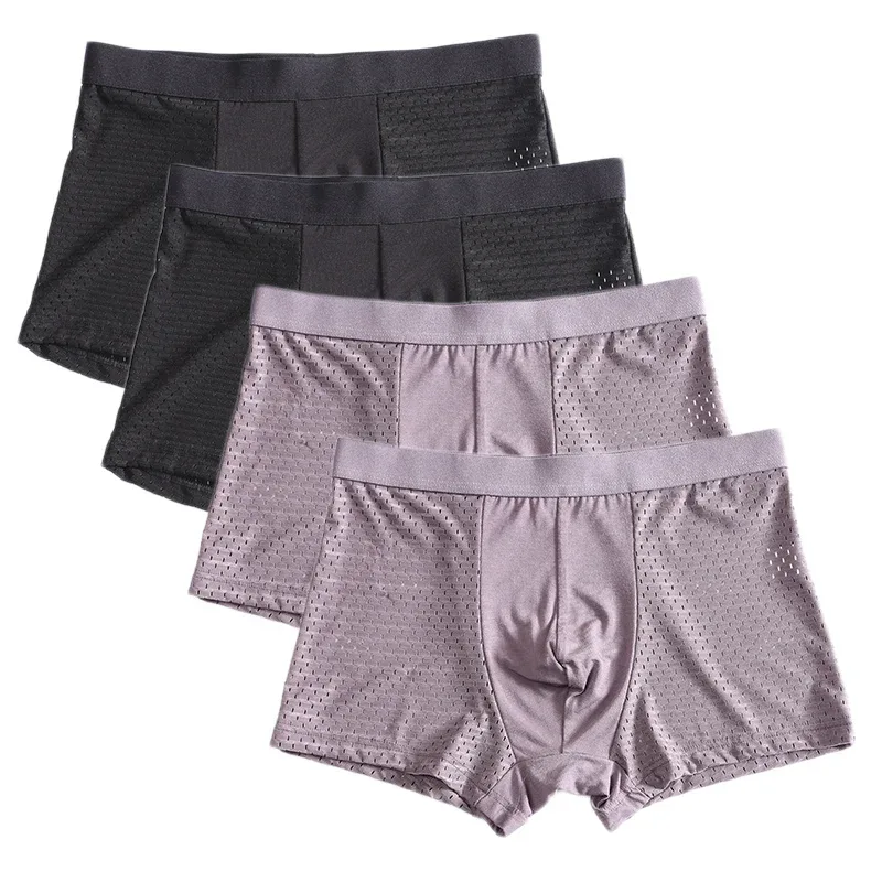 8XL Plus Banboo Fiber Men Underwear Male boxer Solid Panties Shorts Men's Underpants Breathable Intimate Man boxers 4pcs