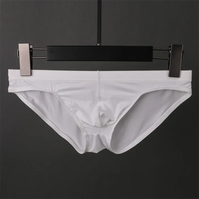 Men's Ice Silk Panties Sexy Underwear Man Briefs Ultra Thin Translucent Penis Pouch Low Waist Underpants Lingerie