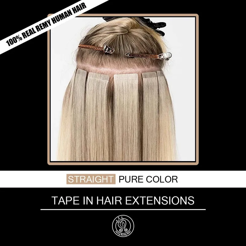 Tape In Human Hair Extensions Adhesive Invisible On Real Remy Hair Straight PU Skin Weft Extension 16-24 Inch 2.0g/pc 40g/pack