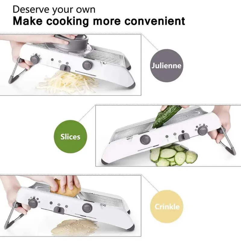 18 Types Adjustable Mandoline Slicer Stainless Steel Vegetable Julienner Grater Onion Potato Slicer Cutter KC0326
